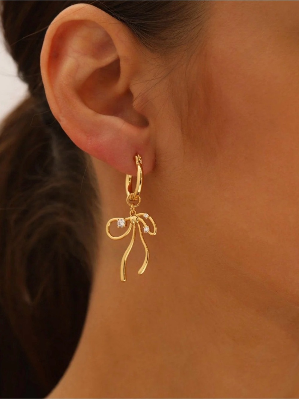 En Route Miffy Bow Gold Earrings - never worn